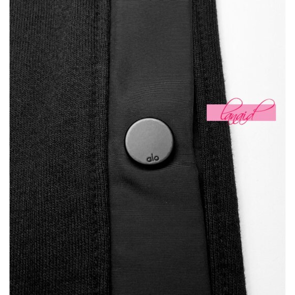 NEW Alo Courtside Tearaway Snap Pants Black High-Rise Buttons Straight Wide Leg - Picture 12 of 15